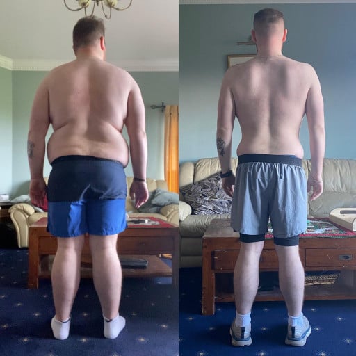 5 foot 10 Male Before and After 110 lbs Weight Loss 315 lbs to 205 lbs