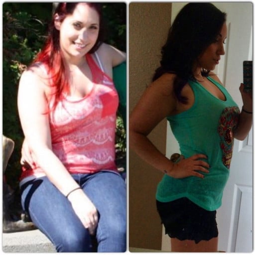 A picture of a 5'5" female showing a weight loss from 178 pounds to 156 pounds. A respectable loss of 22 pounds.