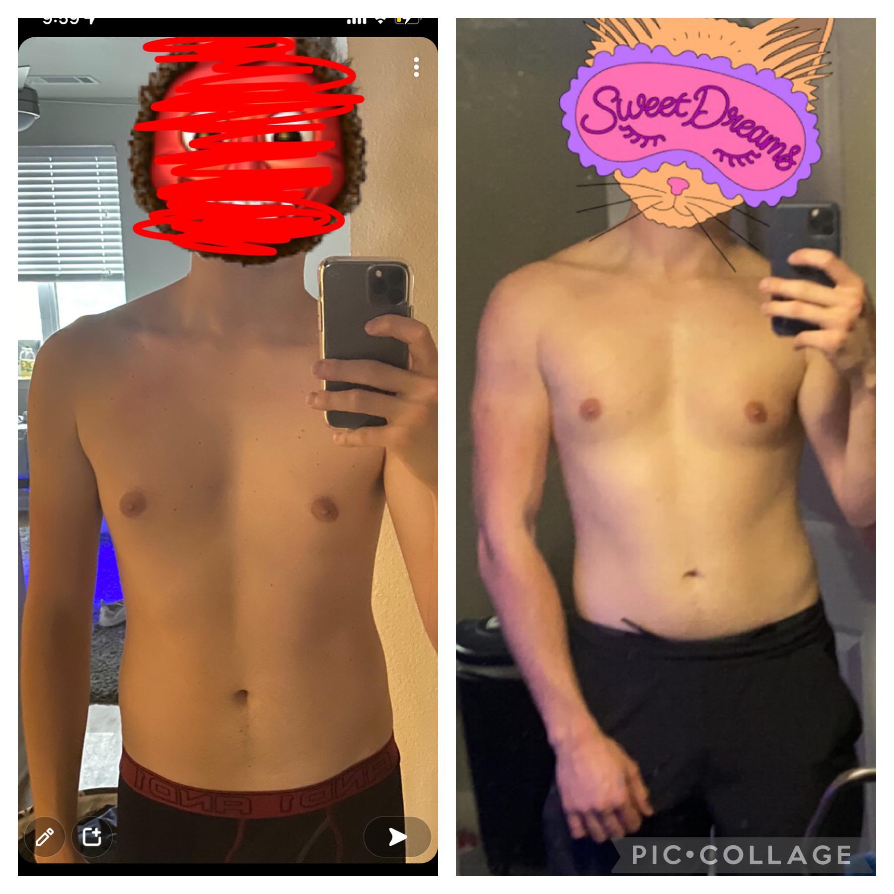 Before and After 35 lbs Muscle Gain 6'2 Male 145 lbs to 180 lbs