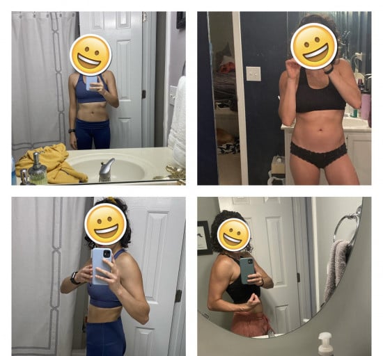 5'2 Female Progress Pics of 17 lbs Muscle Gain 110 lbs to 127 lbs