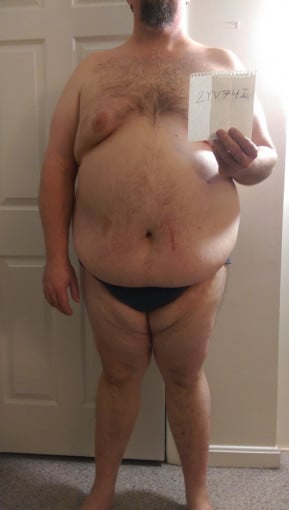 A progress pic of a 6'1" man showing a snapshot of 363 pounds at a height of 6'1
