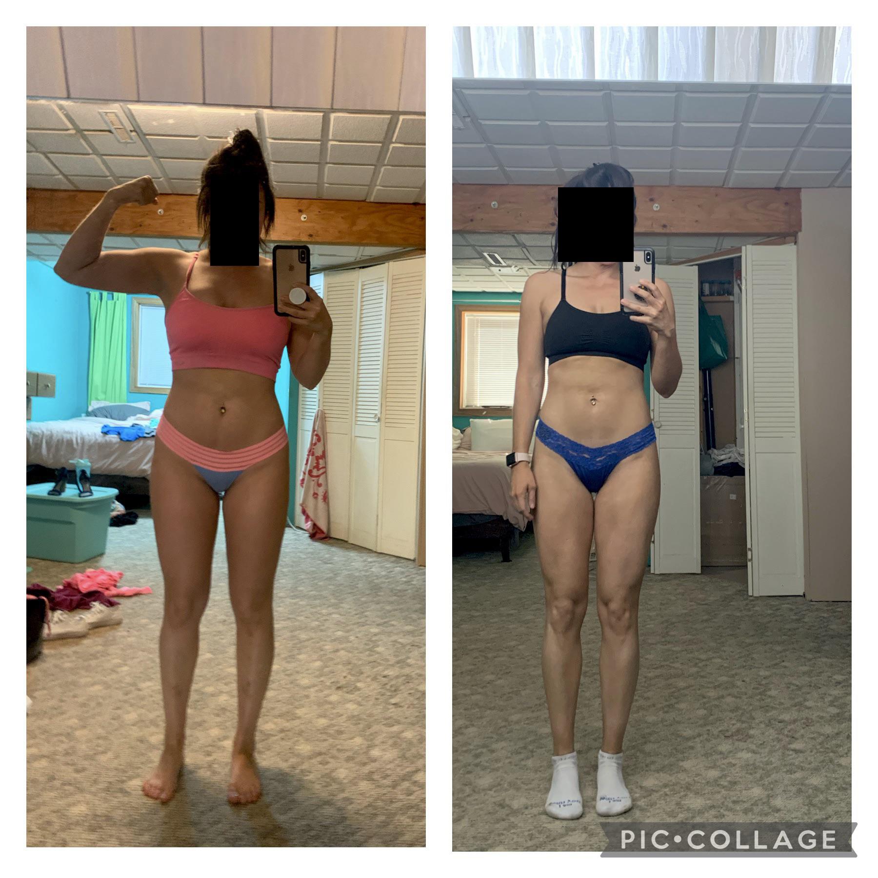 Progress Pics of 22 lbs Weight Loss 5'5 Female 150 lbs to 128 lbs