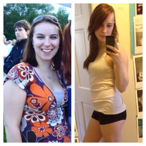 A picture of a 5'9" female showing a weight loss from 176 pounds to 150 pounds. A respectable loss of 26 pounds.