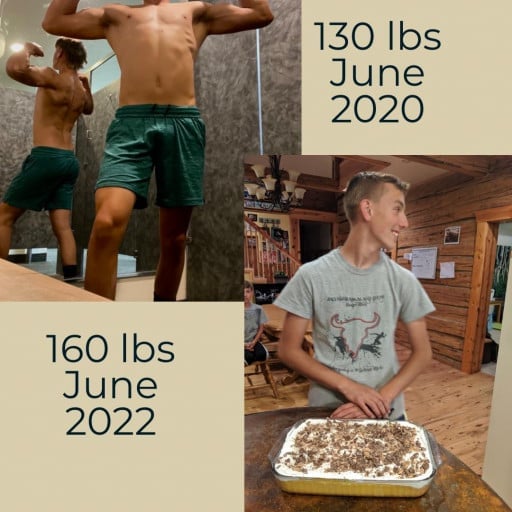Progress Pics of 30 lbs Muscle Gain 5'10 Male 130 lbs to 160 lbs