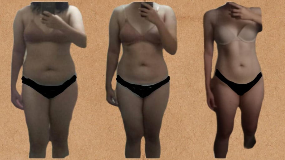 Before and After 19 lbs Weight Loss 5 foot 7 Female 185 lbs to 166 lbs