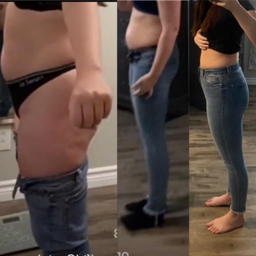 Progress Pics of 26 lbs Fat Loss 5'6 Female 180 lbs to 154 lbs