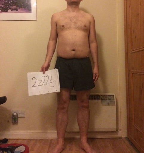 A photo of a 5'6" man showing a snapshot of 169 pounds at a height of 5'6