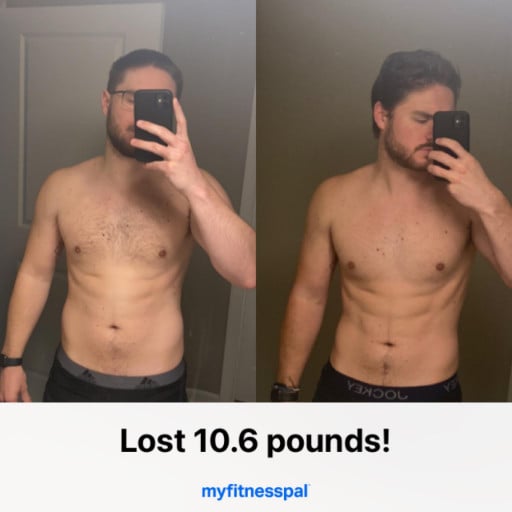 A picture of a 6'0" male showing a weight loss from 211 pounds to 200 pounds. A respectable loss of 11 pounds.