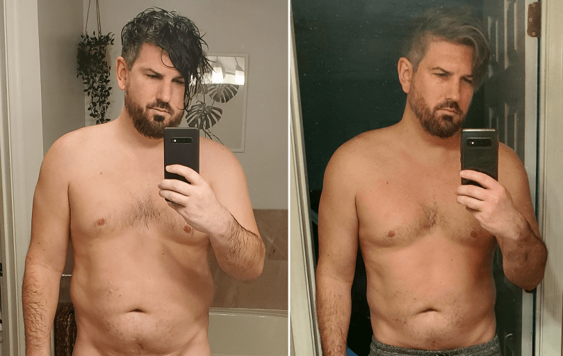 25 lbs Weight Loss Before and After 6 foot Male 242 lbs to 217 lbs
