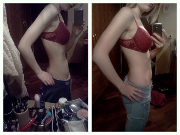 Before and After 15 lbs Weight Gain 5 feet 5 Female 105 lbs to 120 lbs