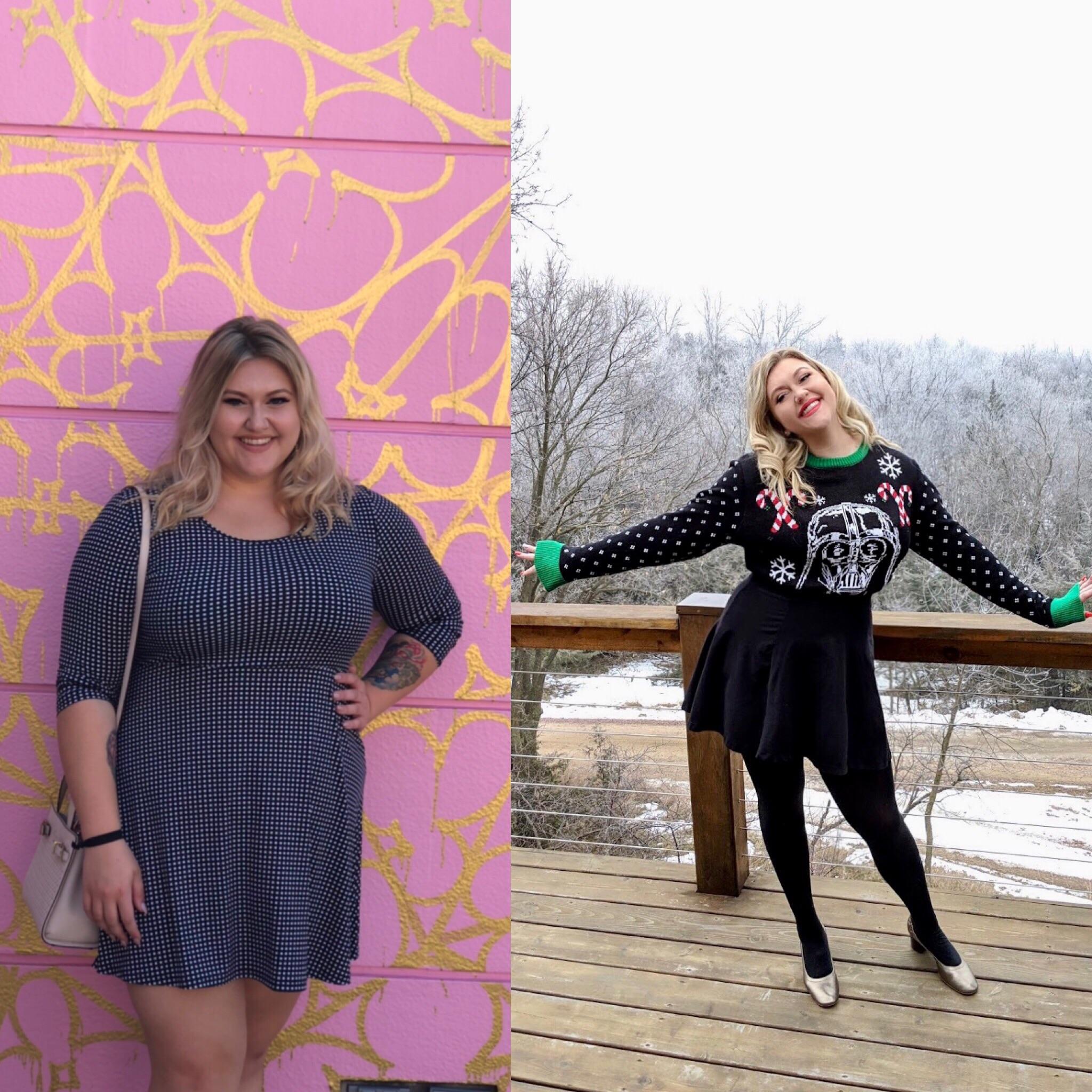 70 lbs Fat Loss Before and After 5 foot 7 Female 250 lbs to 180 lbs