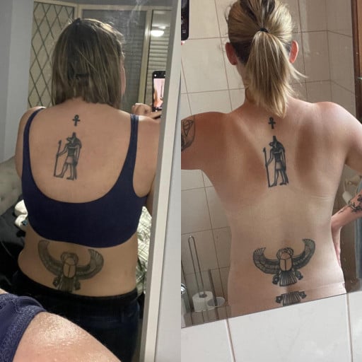 23 lbs Weight Loss Before and After 5 foot 5 Female 176 lbs to 153 lbs