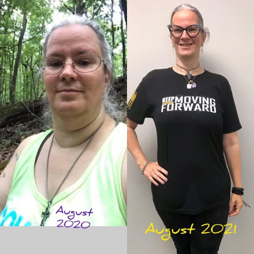 97 lbs Weight Loss Before and After 5 feet 6 Female 255 lbs to 158 lbs