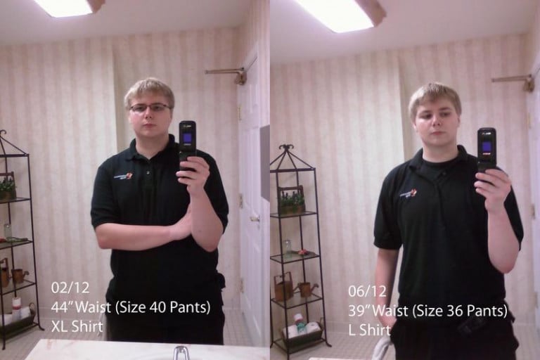 A photo of a 5'11" man showing a weight reduction from 240 pounds to 200 pounds. A total loss of 40 pounds.