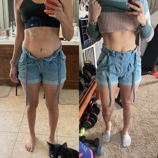 5'6 Female Before and After 17 lbs Fat Loss 159 lbs to 142 lbs
