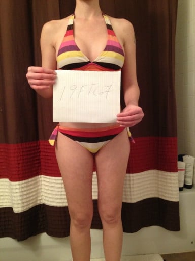 A photo of a 5'4" woman showing a snapshot of 117 pounds at a height of 5'4
