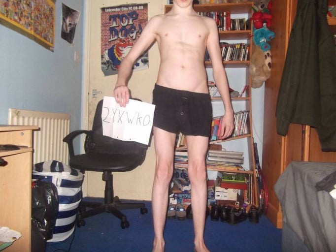 A photo of a 5'7" man showing a snapshot of 115 pounds at a height of 5'7