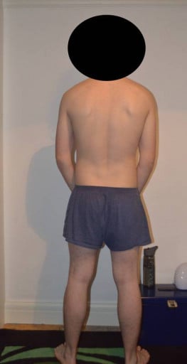 A before and after photo of a 5'10" male showing a snapshot of 159 pounds at a height of 5'10