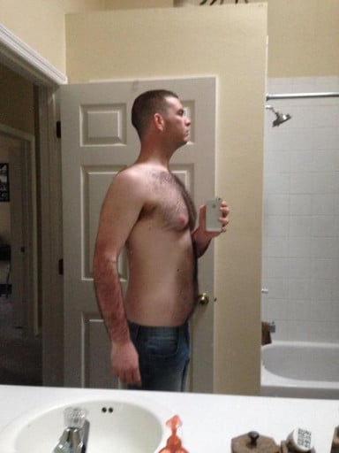 A before and after photo of a 6'3" male showing a fat loss from 280 pounds to 190 pounds. A total loss of 90 pounds.
