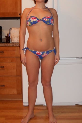 A photo of a 5'3" woman showing a snapshot of 131 pounds at a height of 5'3