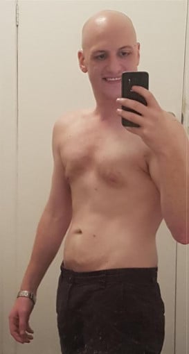 A progress pic of a 5'10" man showing a weight reduction from 285 pounds to 174 pounds. A net loss of 111 pounds.