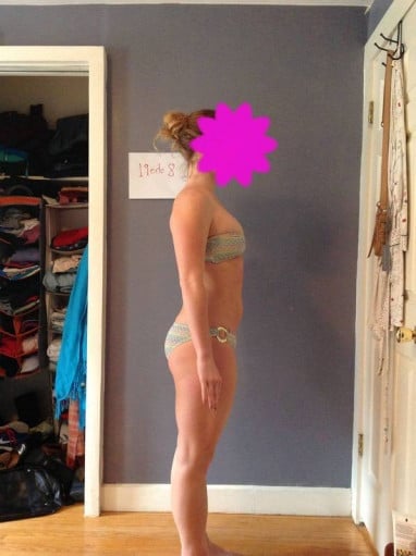 A progress pic of a 5'7" woman showing a snapshot of 162 pounds at a height of 5'7