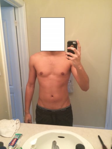 A picture of a 5'9" male showing a muscle gain from 153 pounds to 173 pounds. A total gain of 20 pounds.