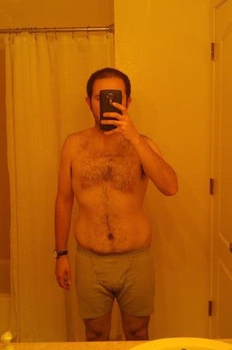 A progress pic of a 5'9" man showing a weight reduction from 230 pounds to 169 pounds. A respectable loss of 61 pounds.