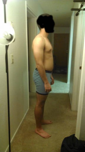 A photo of a 5'8" man showing a snapshot of 177 pounds at a height of 5'8