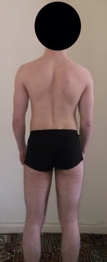 A before and after photo of a 5'7" male showing a snapshot of 138 pounds at a height of 5'7