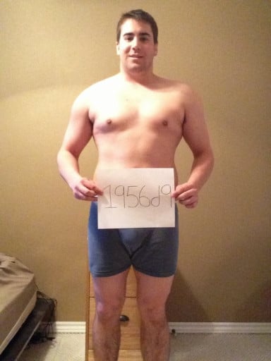 A photo of a 5'8" man showing a snapshot of 196 pounds at a height of 5'8