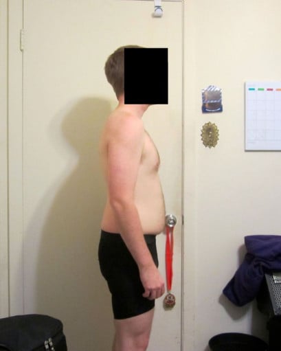 A photo of a 5'6" man showing a snapshot of 148 pounds at a height of 5'6