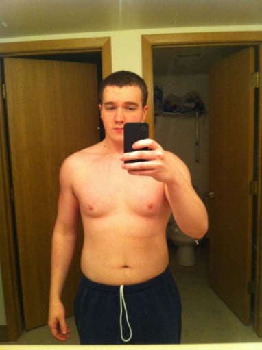 A picture of a 5'8" male showing a weight reduction from 200 pounds to 160 pounds. A respectable loss of 40 pounds.