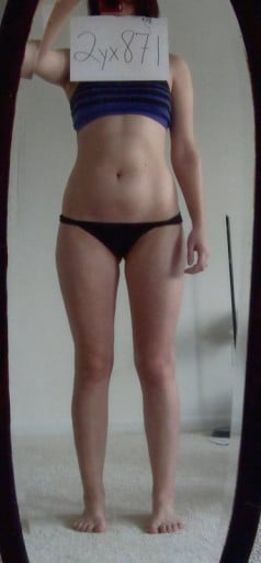 A picture of a 5'4" female showing a snapshot of 124 pounds at a height of 5'4
