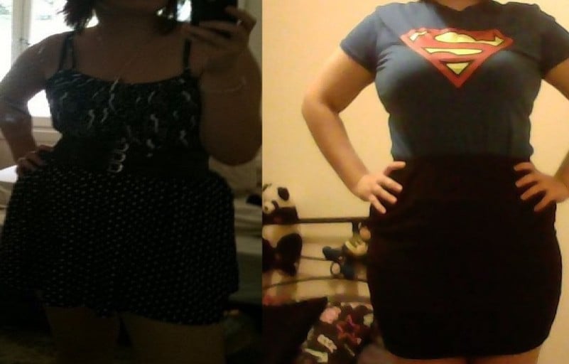 A picture of a 5'9" female showing a weight loss from 242 pounds to 209 pounds. A respectable loss of 33 pounds.