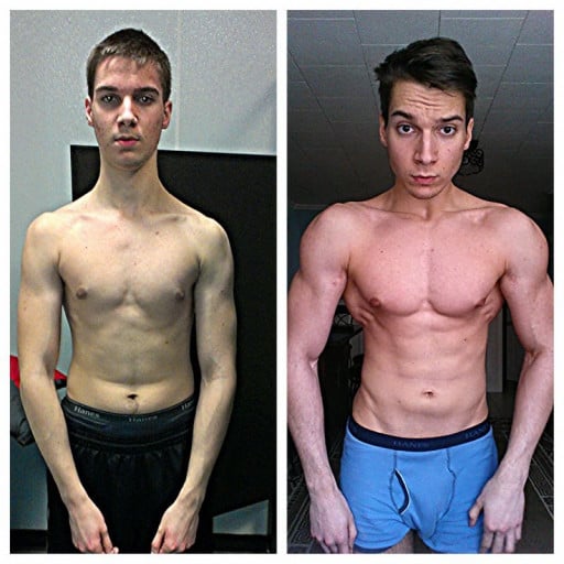 14 lbs Weight Gain Before and After 6'2 Male 156 lbs to 170 lbs