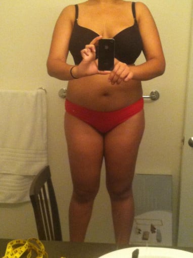 A photo of a 5'2" woman showing a snapshot of 135 pounds at a height of 5'2