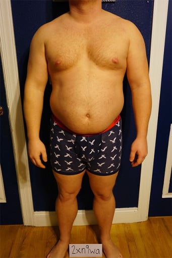 A picture of a 5'8" male showing a snapshot of 235 pounds at a height of 5'8