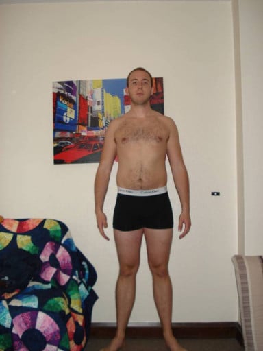 A before and after photo of a 6'1" male showing a snapshot of 200 pounds at a height of 6'1