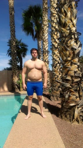 A photo of a 6'0" man showing a snapshot of 235 pounds at a height of 6'0