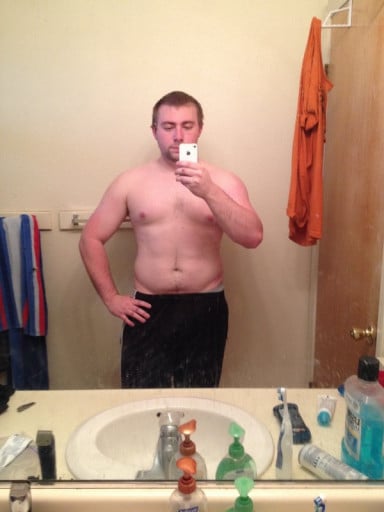 A photo of a 5'10" man showing a weight reduction from 229 pounds to 201 pounds. A respectable loss of 28 pounds.