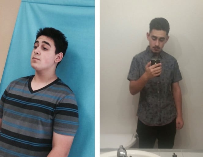 A picture of a 5'11" male showing a weight loss from 240 pounds to 155 pounds. A net loss of 85 pounds.