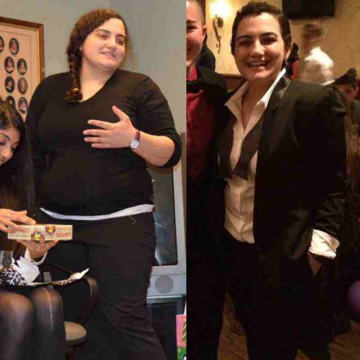 A progress pic of a 5'2" woman showing a snapshot of 205 pounds at a height of 5'2