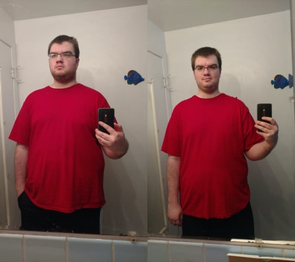 45 lbs Fat Loss Before and After 6'1 Male 310 lbs to 265 lbs