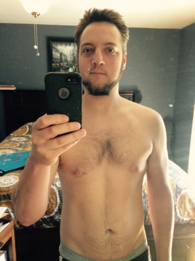 A picture of a 6'2" male showing a weight loss from 225 pounds to 187 pounds. A net loss of 38 pounds.