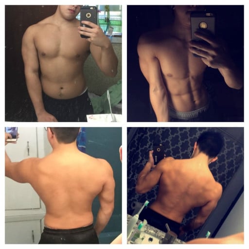 5 feet 6 Male Before and After 31 lbs Fat Loss 160 lbs to 129 lbs
