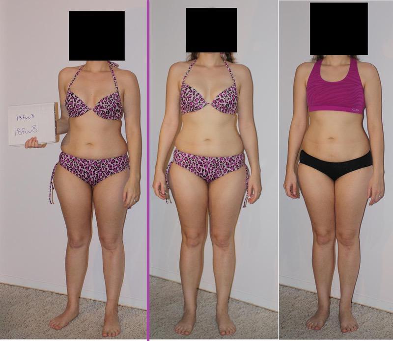 5 feet 4 Female Progress Pics of 5 lbs Fat Loss 135 lbs to 130 lbs.