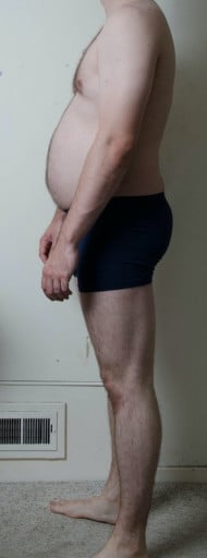 A before and after photo of a 6'0" male showing a snapshot of 204 pounds at a height of 6'0