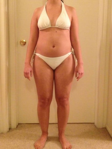 A picture of a 5'0" female showing a snapshot of 117 pounds at a height of 5'0