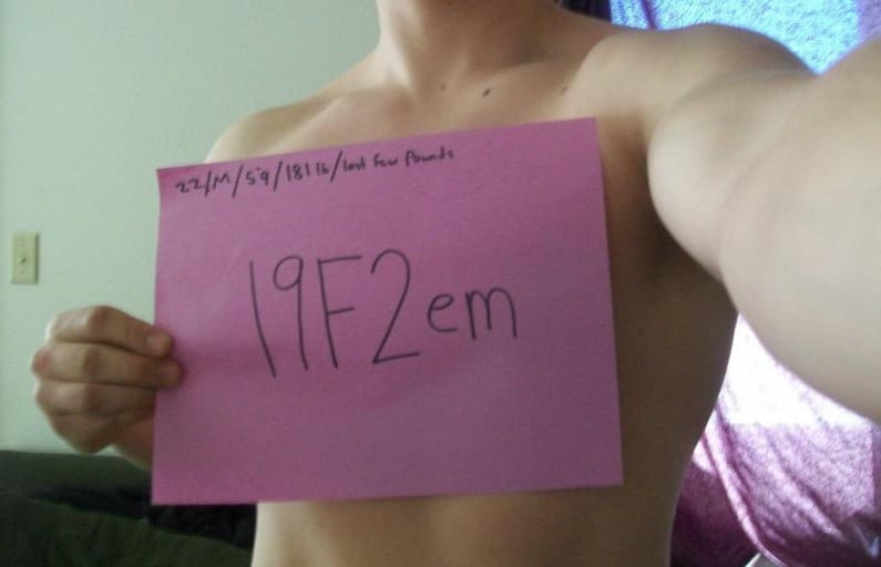 A picture of a 5'9" male showing a snapshot of 181 pounds at a height of 5'9